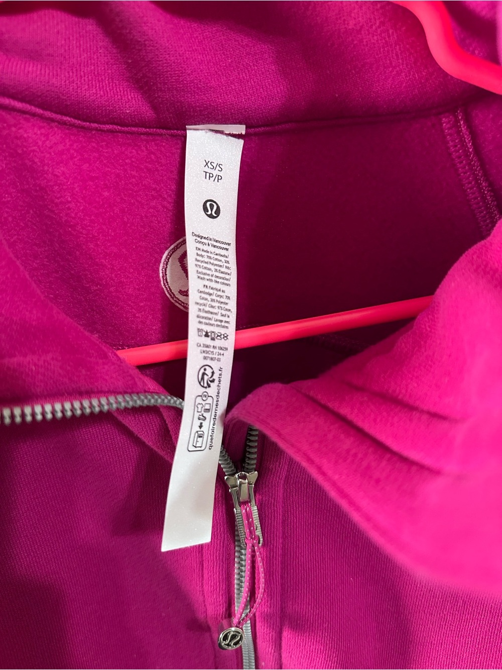 Lululemon Scuba Oversized Funnel Neck Half Zip XS/S Ripened Raspberry - Picture 6 of 7